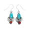 Native American Sterling Silver Turquoise Coral Leaf Hook Dangle Earrings AX129215